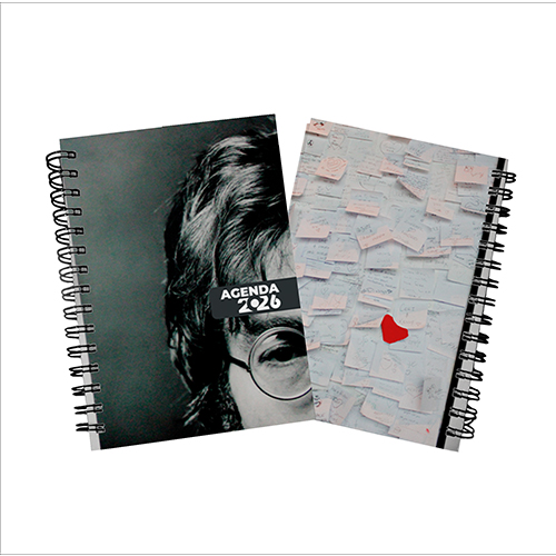 Agenda 2026 15X21cm com capa dura em papel empastada com cartão e debrú, laminação Prolan Wire-O e miolo pronto
